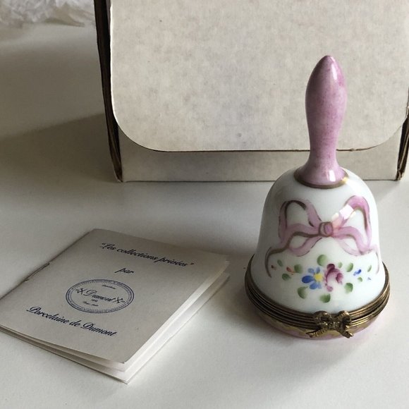 LIMITED ED. 046/999 Limoges Serge Dumont France Peint Main Floral Bell Trinket - Picture 3 of 6